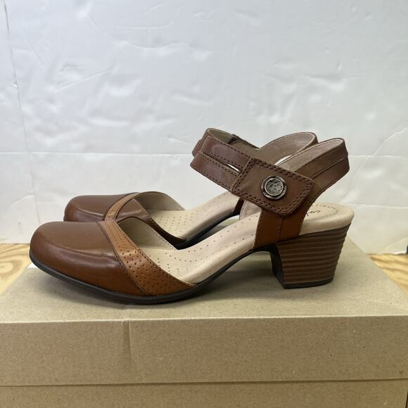 Clarks Valarie Rally Sandals Womens Sz 9.5M Brown Mahogany Block Heels Prairie - Picture 3 of 13